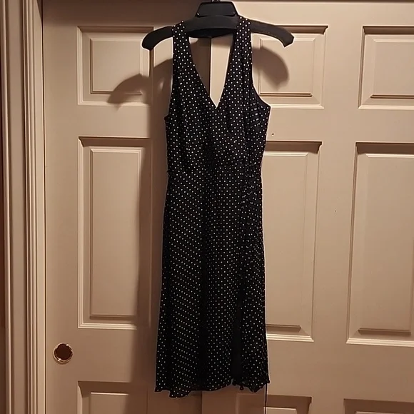 Polka Dot Swing Halter Faux Wrap Dress - Picture 3 of 7